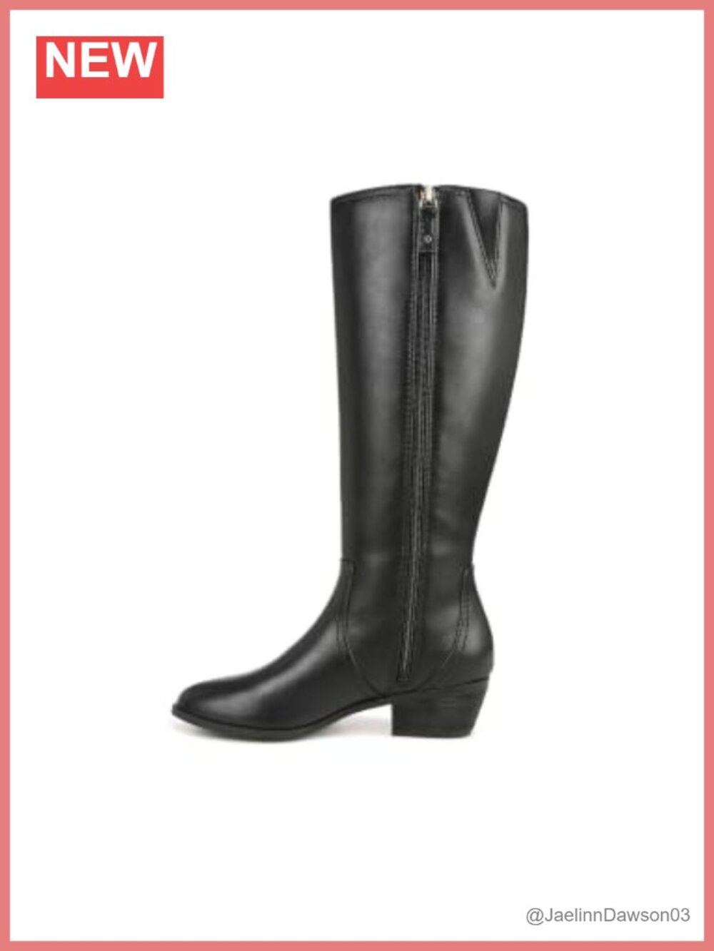 Women's Knee High Riding Boots Faux Leather Block Heel Zip